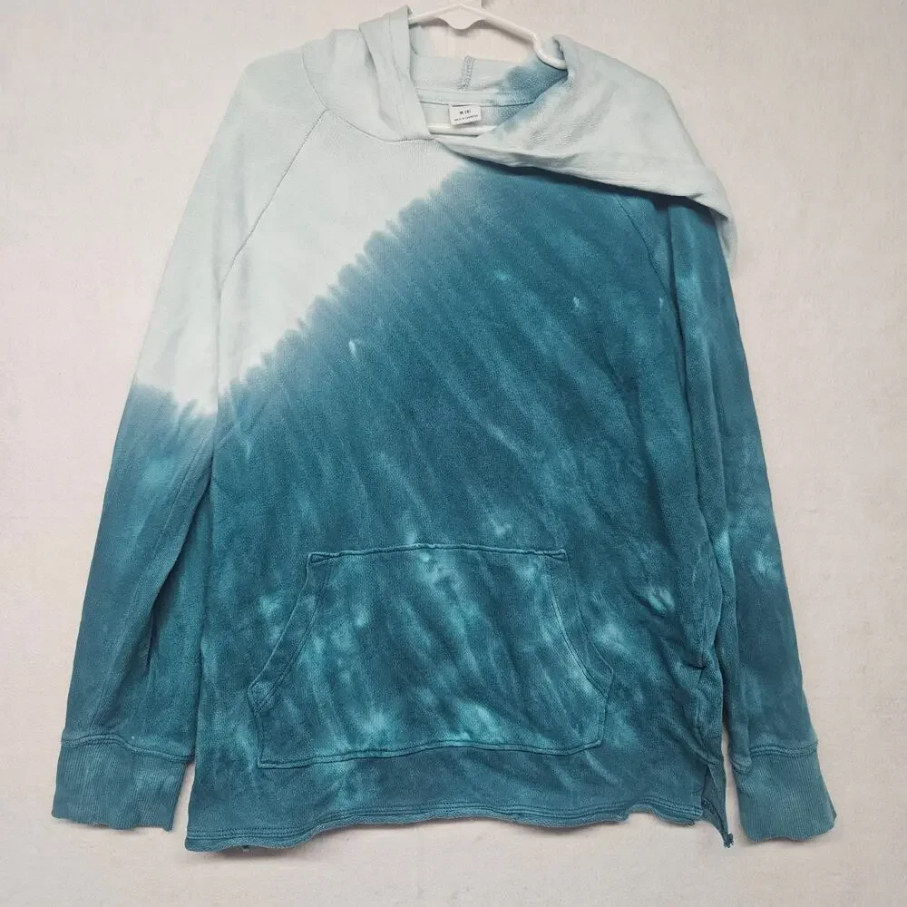 Old Navy Girls Hoodie Teal Blue Ombre Tie Dye Sweatshirt Size Medium 8 Pullover